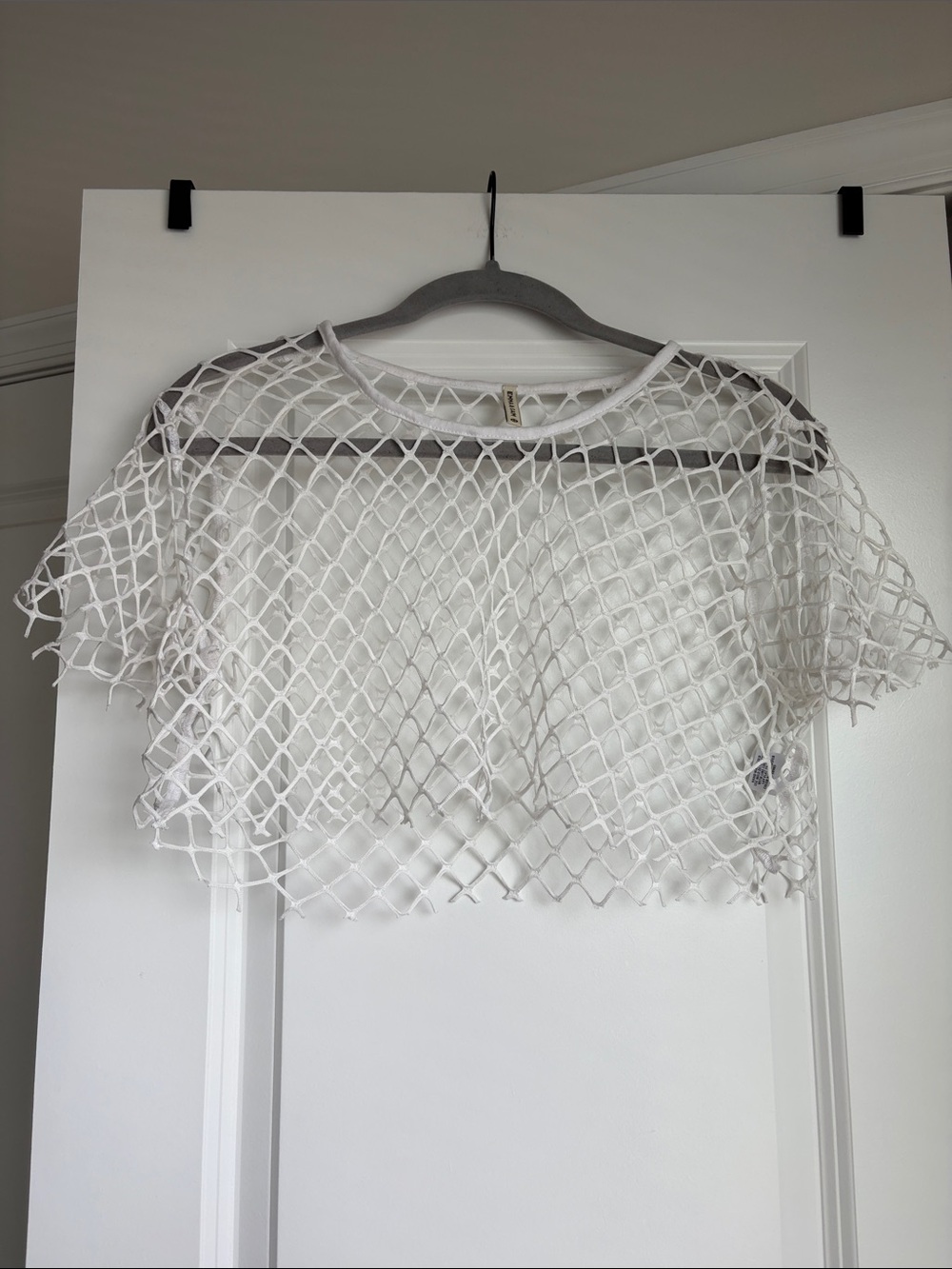 Emma & Sam White Mesh Net Crop Top